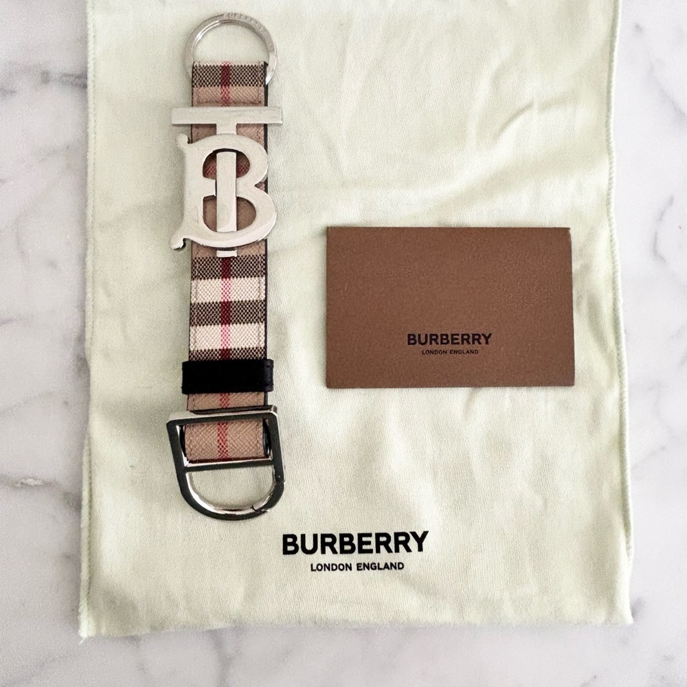 Authentic Burberry Nova Check Keychain Strap in Beige